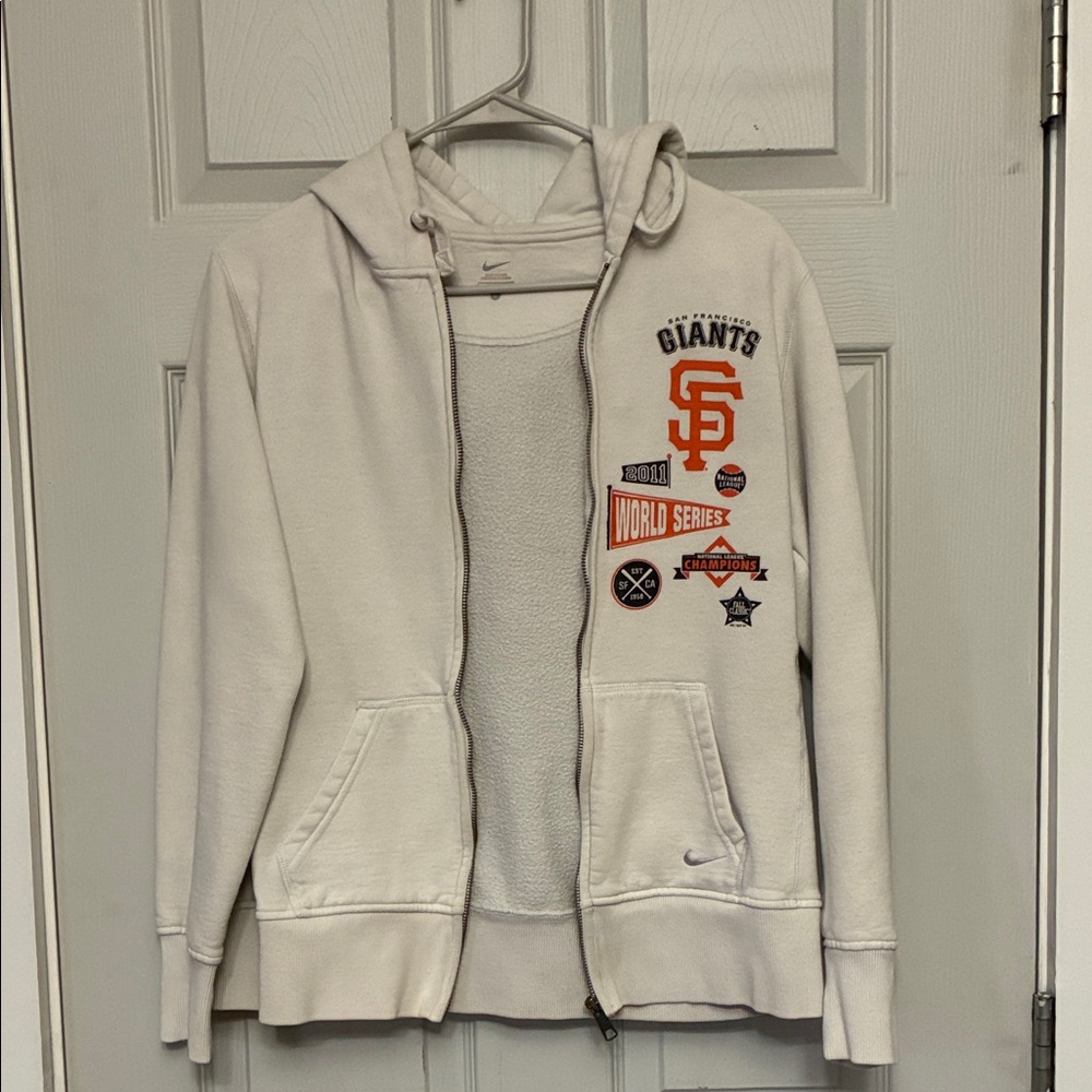Nike White Giants Hoodie with World Series Patches